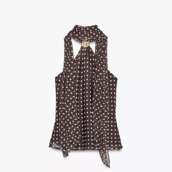 Zara Hardware Polka Dot Halter Top - Picture 1 of 1